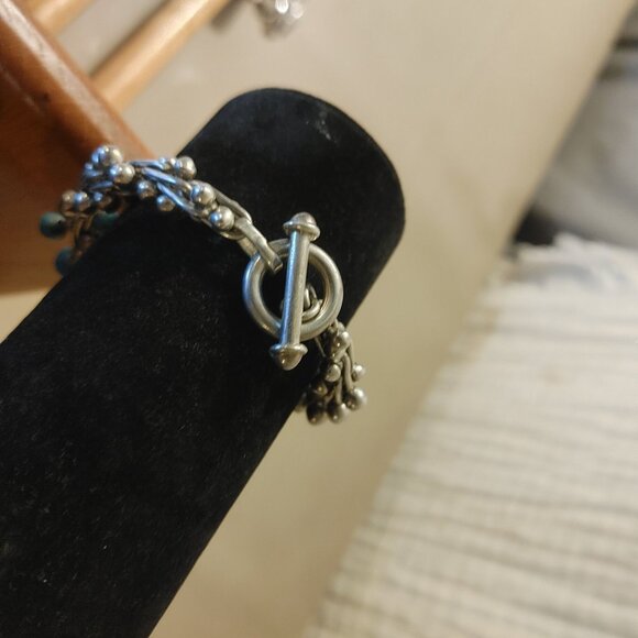 Sterling Silver Bracelet Turquoise Beaded Faux Stone - Picture 9 of 16